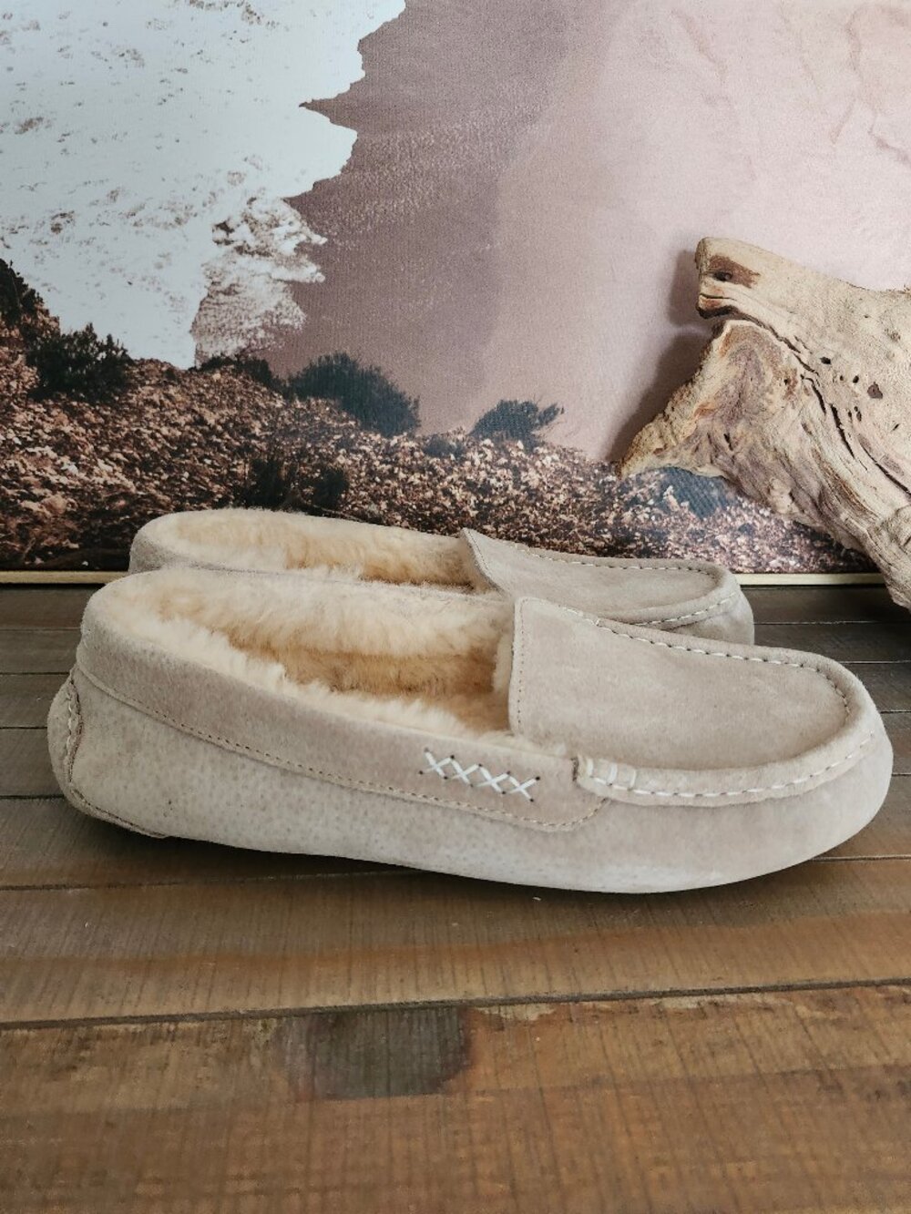 OLD FRIEND FOOTWEAR NWOT Bella Nubuck Leather & Sheepskin Moccasin Slippers 12